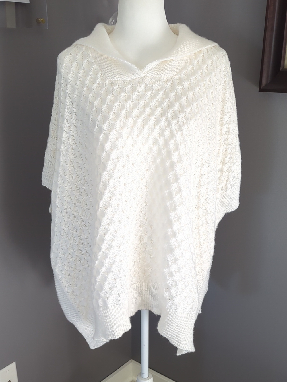 3 For $30. LC Lauren Conrad Ivory Cable-Knit Poncho Sweater